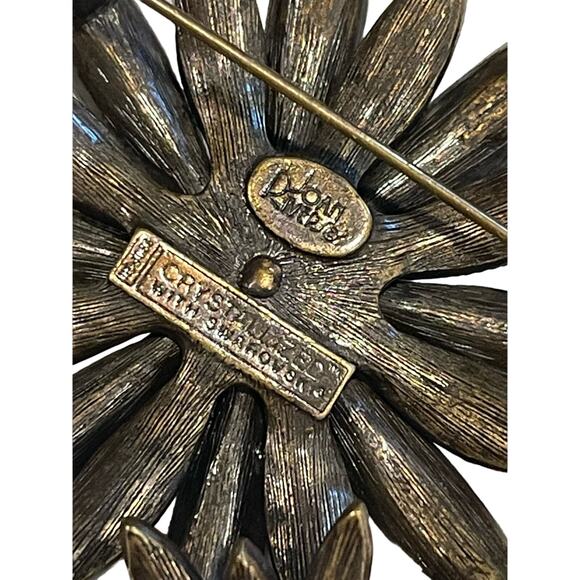 Joan Rivers Vintage Swarovski Crystal Sparkle Starburst Brooch Pin Set Bronze - Picture 4 of 15